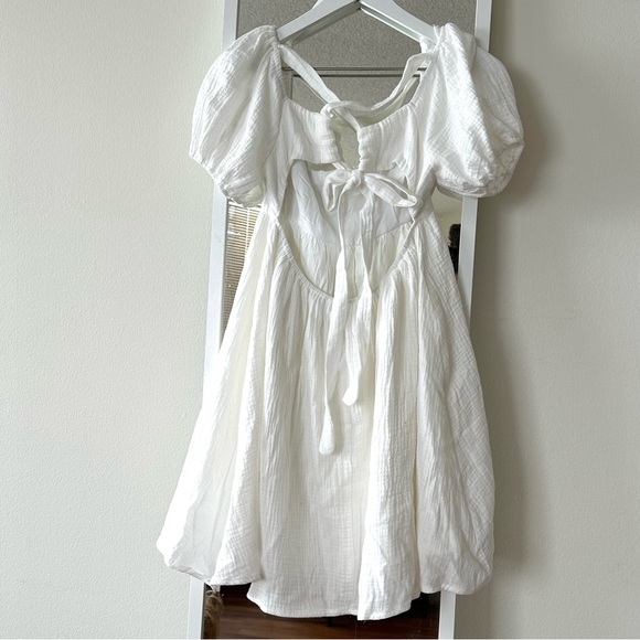 Princess Polly Let's Dance 100% Cotton Puff Sleeve Mini White Dress Size 6 NWOT - Picture 12 of 15
